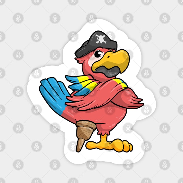 Parrot as Pirate with Wooden leg and Pirate hat Magnet by Markus Schnabel