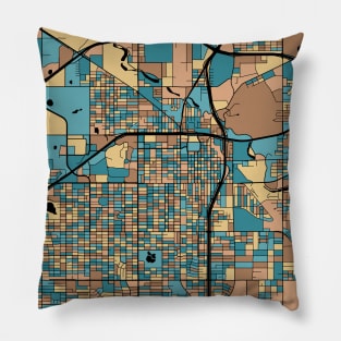 Lubbock Map Pattern in Mid Century Pastel Pillow