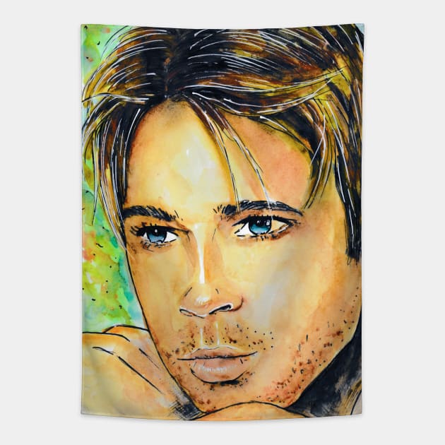 Brad Pitt Tapestry by Svetlana Pelin