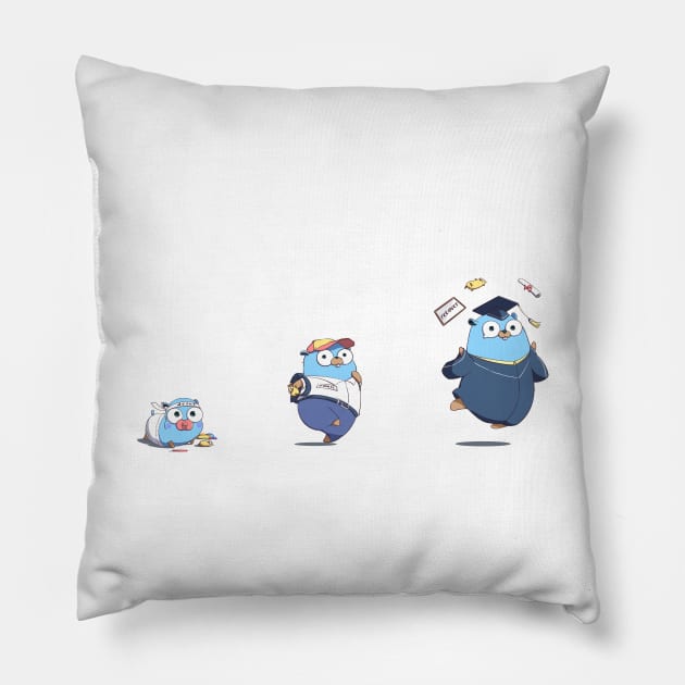 Golang Gopher Go defer panic recover Pillow by clgtart