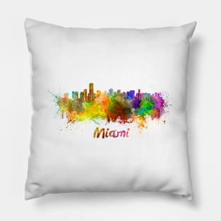 Miami skyline in watercolor Pillow