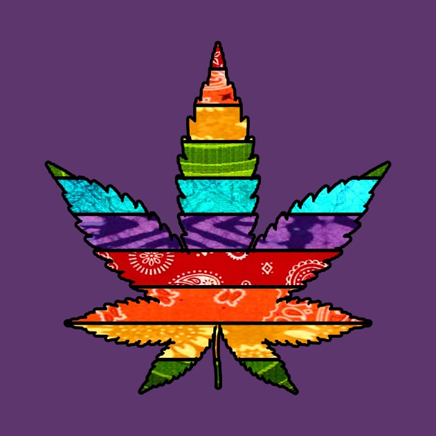 Rainbow Striped Marijuana Leaf by artbyomega