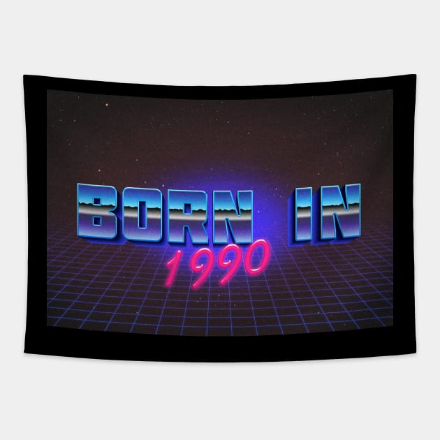 Born In 1990 ∆∆∆ VHS Retro Outrun Birthday Design Tapestry by DankFutura