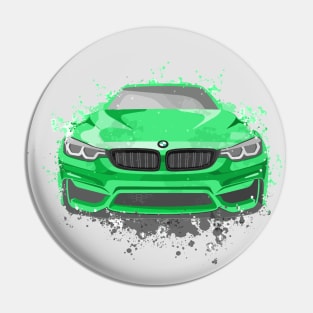 Green Sports Car Illustration in Watercolor style Pin