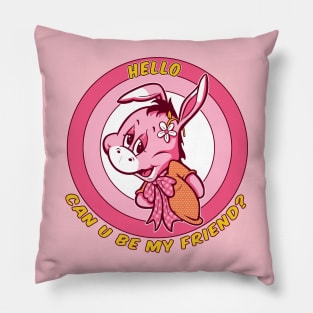 cute donkey friend character design Pillow