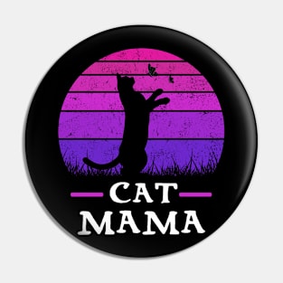 Cat Mama Vintage sunset Mother's day Gifts Pin