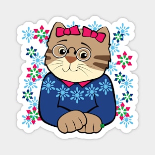 Christmas Sweater Cat Magnet