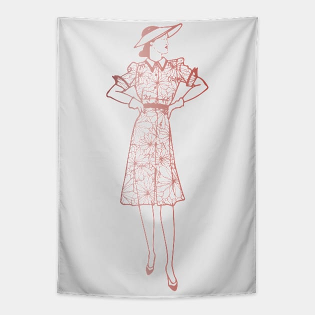 Rose Gold Elegant Vintage Woman Tapestry by CokeyPanda