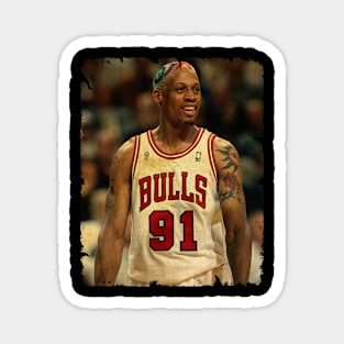 Dennis Rodman - Vintage Design Of Basketball Magnet