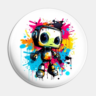 Cute cartoon Robot. Funny cyborg. Pin