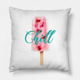 Chill Raspberry Popsicle Ice Cream on Stick with Teal Writing Pillow