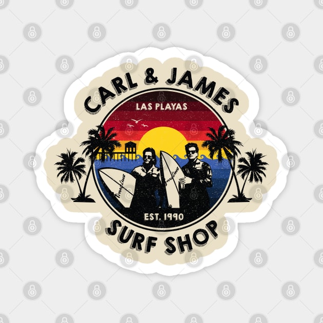 Carl & James Surf Shop Magnet by bryankremkau