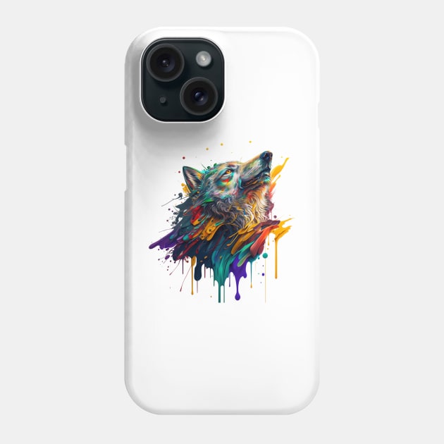Wolf Splash Art: Colorful Fantasy Painting #3 Phone Case by AntielARt