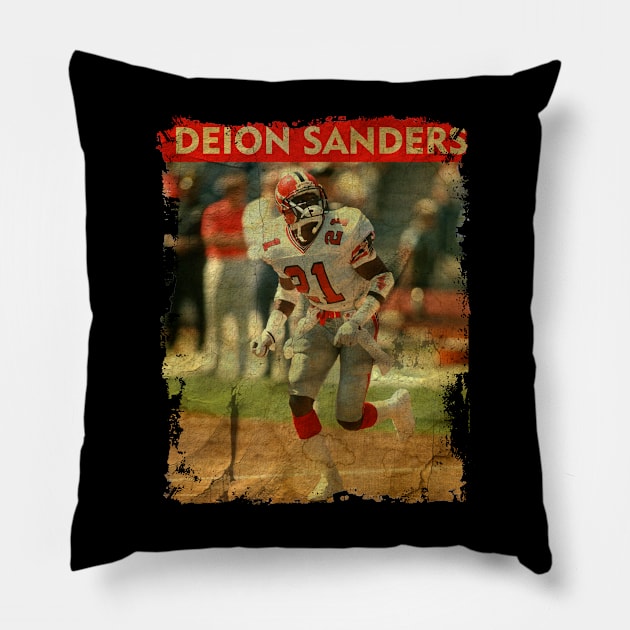 TEXTURE ART- Deion Sanders - RETRO STYLE Pillow by ZiziVintage