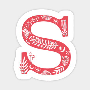 Letter S Red Pink Magnet