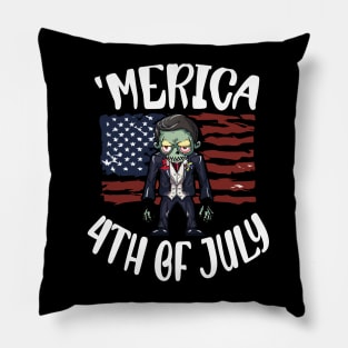 Scary Halloween Zombie Independence Day Celebration 4th Usa American Flag July Fourth Pillow