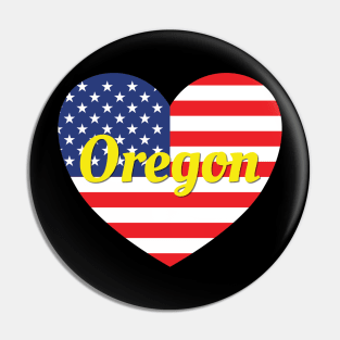 Oregon American Flag Heart Pin