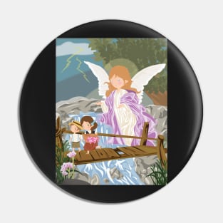 Guardian Angel with children Pin