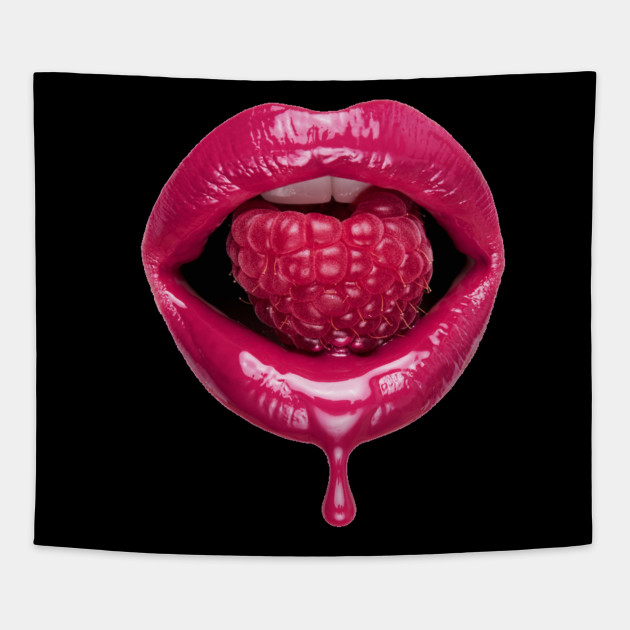 Sexy Lips With A Raspberry Lips Tapestry TeePublic