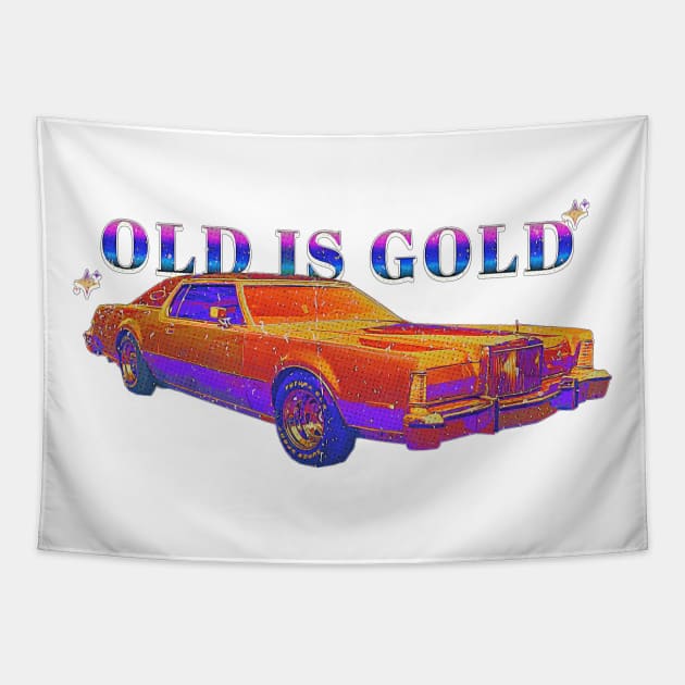 Old is Gold Retro Car Tapestry by clownescape