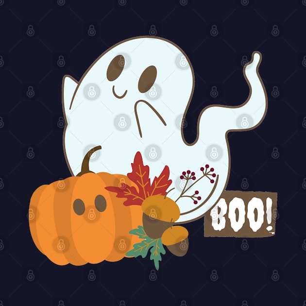 Halloween boooo cute ghost and pampkin Happy Halloween tpween2022 by BoogieCreates