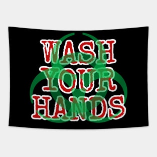 Wash Your Hands Biohazard Symbol Tapestry