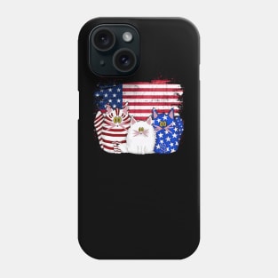 Red White Blue Cats USA Flag Firework 4th Of July Shirt Phone Case