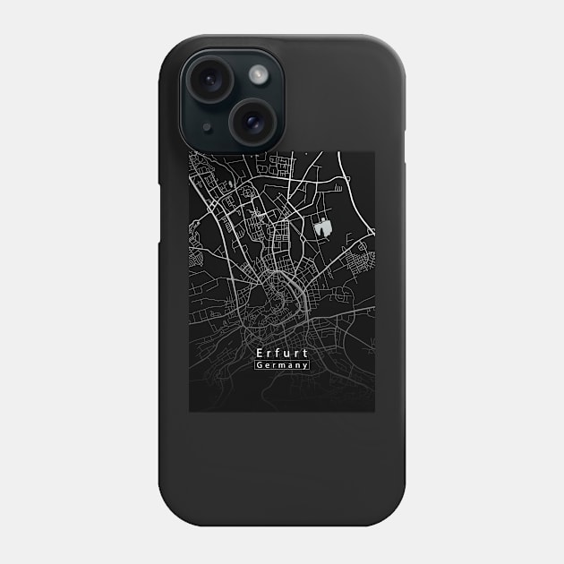 Erfurt Germany City Map dark Phone Case by Robin-Niemczyk