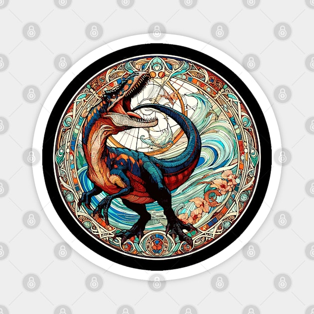 Velociraptor Dinosaur in an Art Nouveau Style Magnet by RCDBerlin