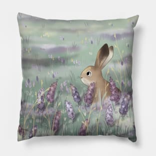 Hare in Heather Pillow