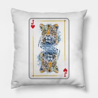 Leopard Head Jack Of Hearts Playing Card Pillow