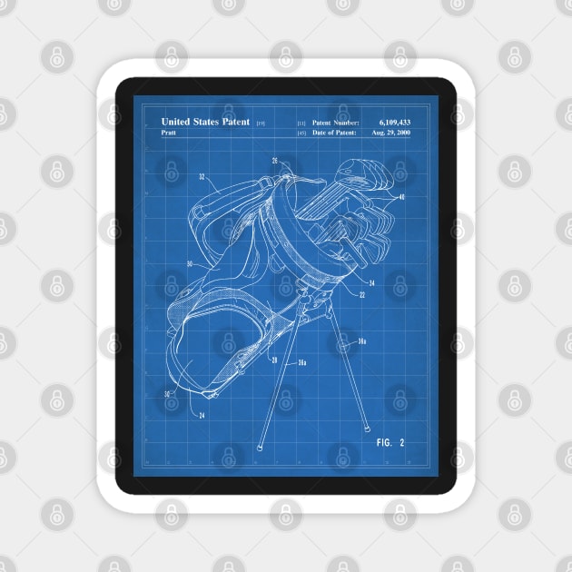 Golf Bag Patent - Golfer Golfing Caddy Art - Blueprint Magnet by patentpress