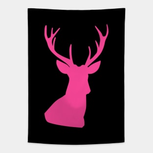 Deer Head Silhouette Skull Hot Pink Color Tapestry