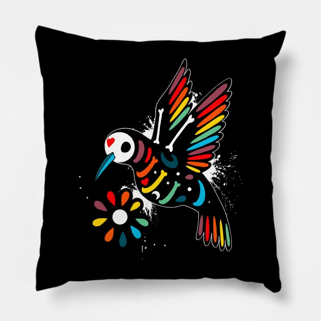 Humming Bird Skeleton Pillow by Vallina84