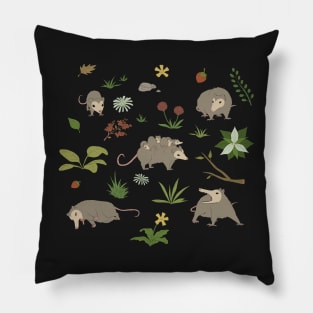 Possums in a Berry Field Pattern Pillow