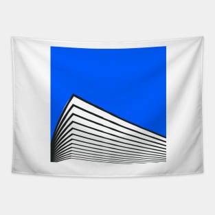 Geometric abstract blue skyline Tapestry