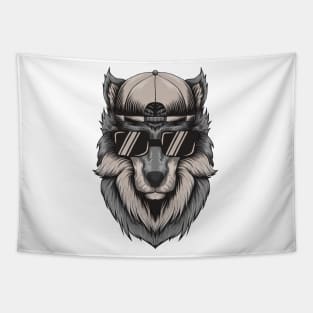 Cool Black and White Wolf Tapestry