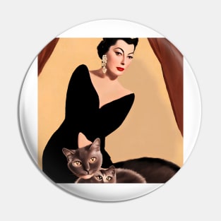 Ava and Her Siamese Cats Pin