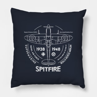 Vintage RAF Spitfire WW2 Fighter Plane Pillow