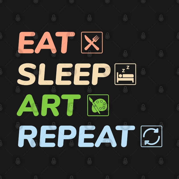 Eat Sleep Art Repeat Funny Artist by Hiyokay