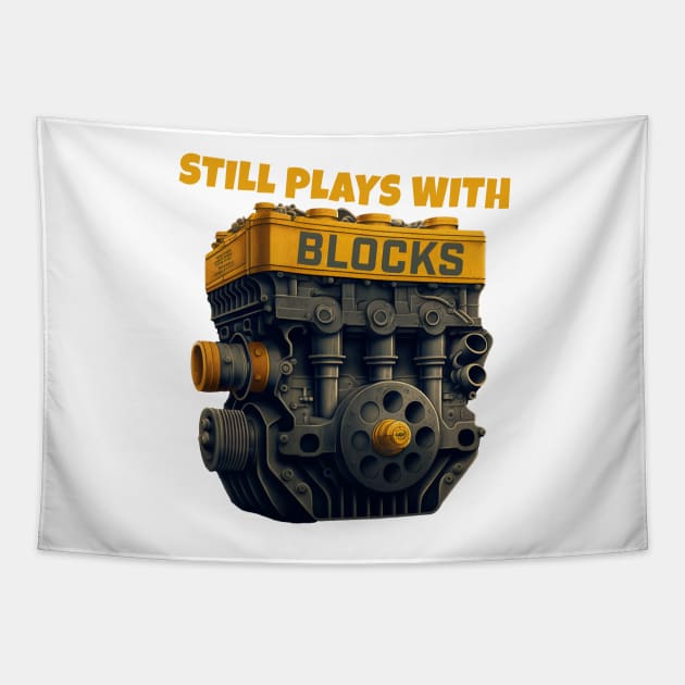 Still Plays With Blocks Tapestry by JigglePeek