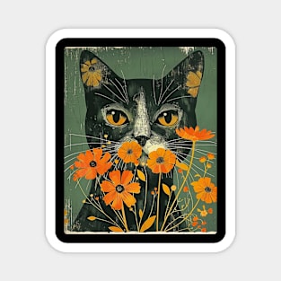 Siberian Cat Flowers Art Design for Cat Owers Magnet