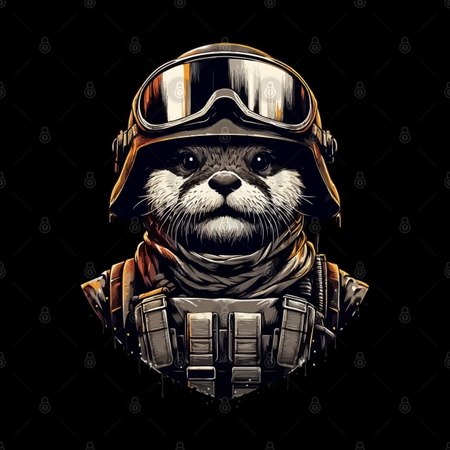 Otter Soldier in Helmet by TomFrontierArt