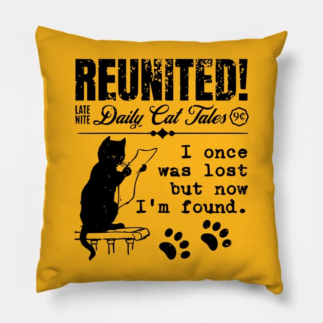 Reunited Last Night Daily Cat Tales Pillow by WAYOF