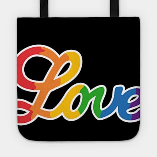 Rainbow Love Handwritten text Tote