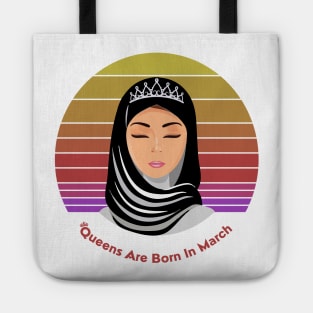 Queens are born in March Female in Hijab Retro Vintage Tote