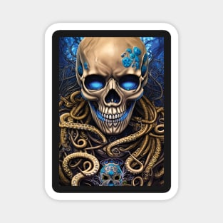 Sunken Skull | Skull and Tentacles Artwork | Sea Skull | Dystopian Skull | Pirate Skull Magnet