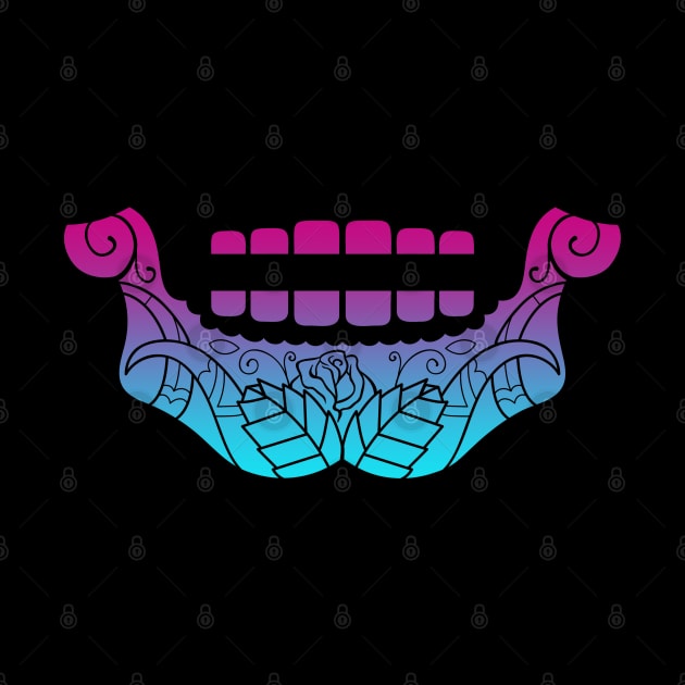 Wide Sugar Skull Jaw Print Vaporwave by aaallsmiles