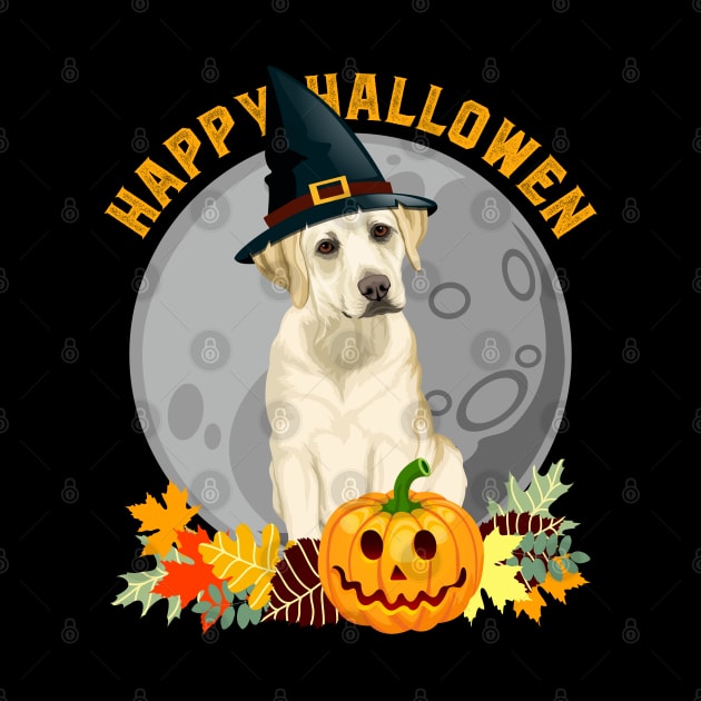 Happy Halloween Labrador Retriever Dog and Pumpkin by RadStar