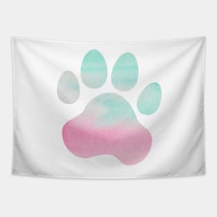 Pink and Teal Paw Print Tapestry